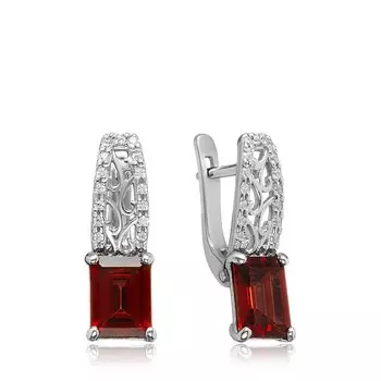 Серебряные серьги с гранатом