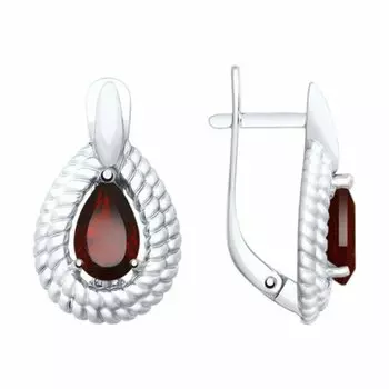 Серебряные серьги с гранатом