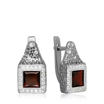 Серебряные серьги с гранатом