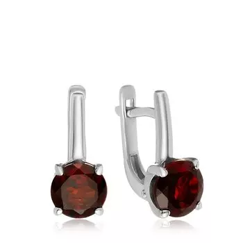 Серебряные серьги с гранатом