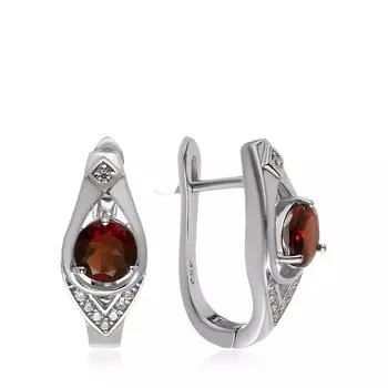 Серебряные серьги с гранатом