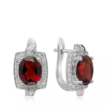 Серебряные серьги с гранатом