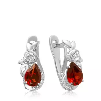 Серебряные серьги с гранатом