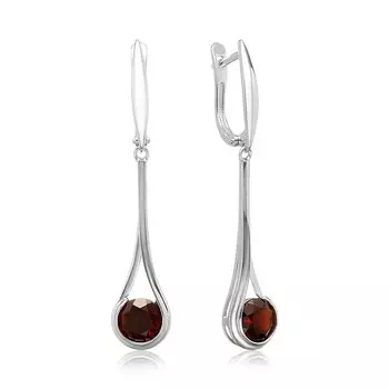 Серебряные серьги с гранатом