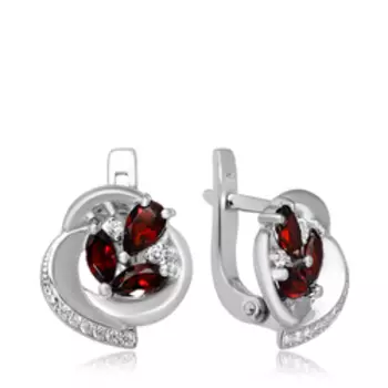 Серебряные серьги с гранатом