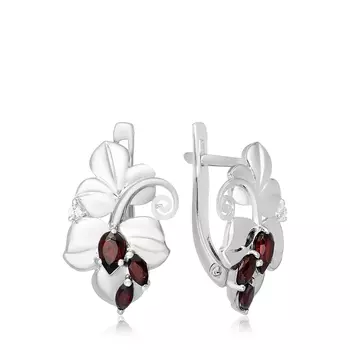 Серебряные серьги с гранатом