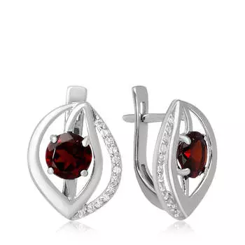 Серебряные серьги с гранатом