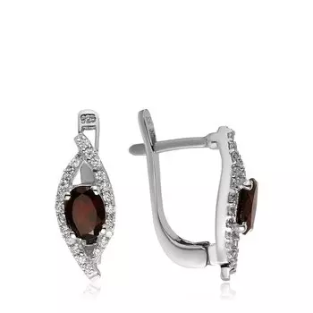 Серебряные серьги с гранатом