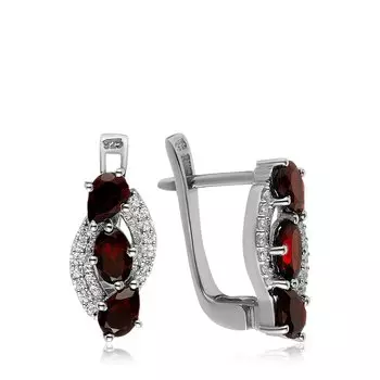 Серебряные серьги с гранатом