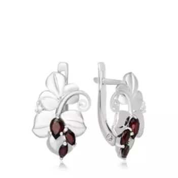 Серебряные серьги с гранатом