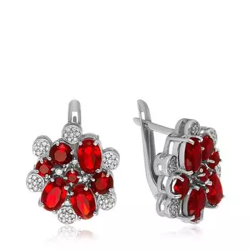 Серебряные серьги с гранатом