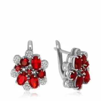 Серебряные серьги с гранатом