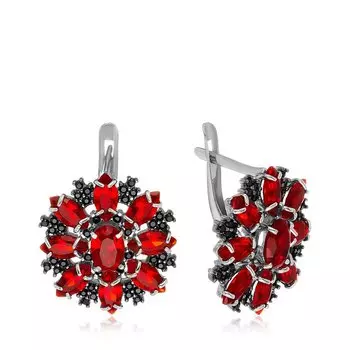 Серебряные серьги с гранатом