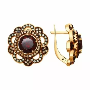 Серебряные серьги с гранатом