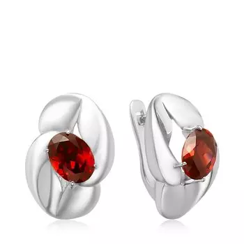 Серебряные серьги с гранатом