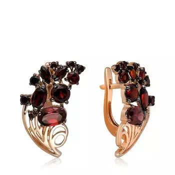 Серебряные серьги с гранатом