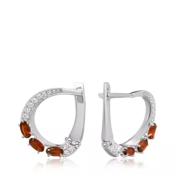 Серебряные серьги с гранатом