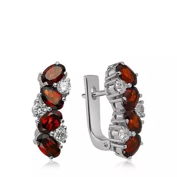 Серебряные серьги с гранатом