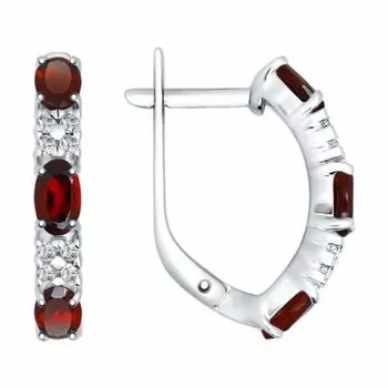 Серебряные серьги с гранатом