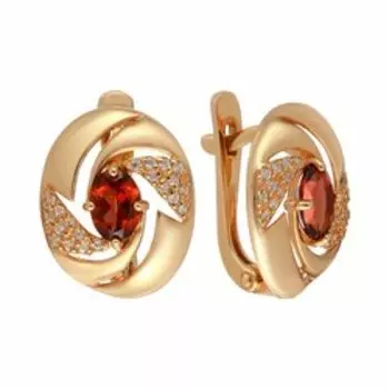 Серебряные серьги с гранатами и кубическим цирконием