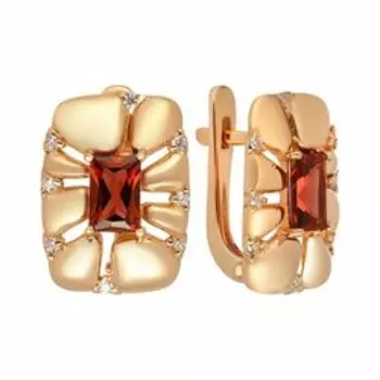 Серебряные серьги с гранатом и цирконием