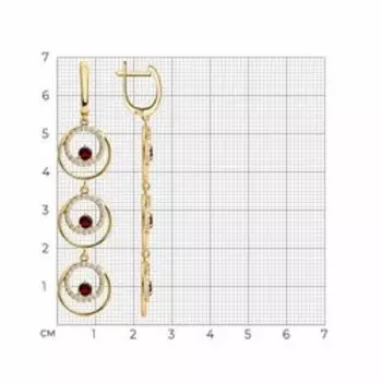 Серебряные серьги с гранатом и фианитами