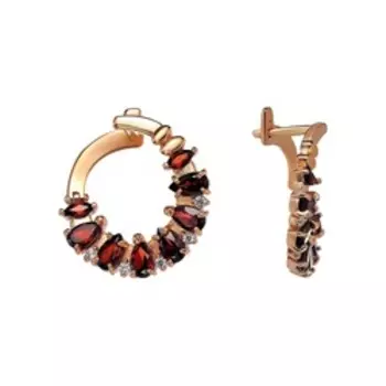 Серебряные серьги с гранатом и фианитами