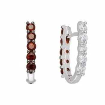 Серебряные серьги с гранатом и фианитами