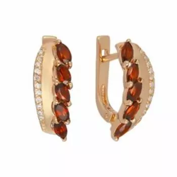 Серебряные серьги с гранатом и фианитами