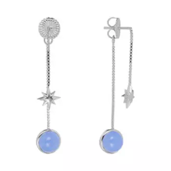Серебряные серьги с халцедонами "Звезды"