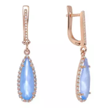 Серебряные серьги с халцедонами и фианитами