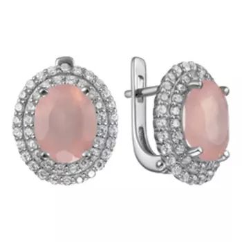 Серебряные серьги с халцедонами и фианитами