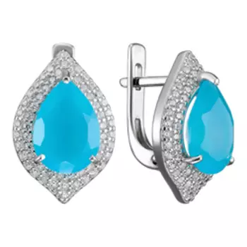 Серебряные серьги с халцедонами и фианитами