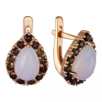 Серебряные серьги с халцедонами и раухтопазами