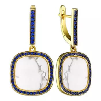 Серебряные серьги с хаулитами и фианитами