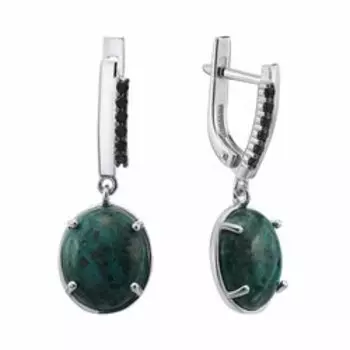 Серебряные серьги с хризоколлой и шпинелью