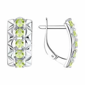 Серебряные серьги с хризолитами