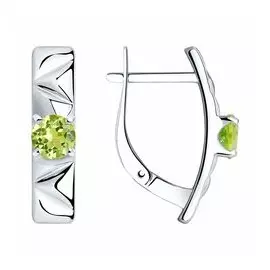 Серьги из серебра с хризолитами
