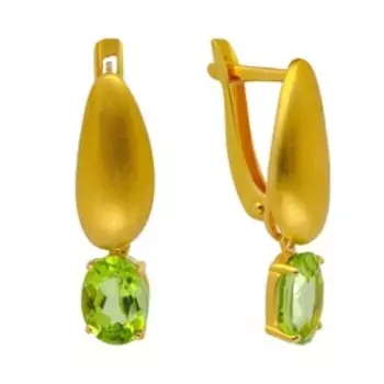 Серебряные серьги с хризолитами