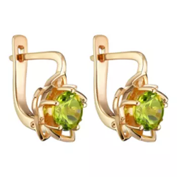 Серебряные серьги с хризолитами