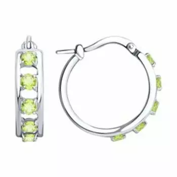 Серебряные серьги с хризолитами