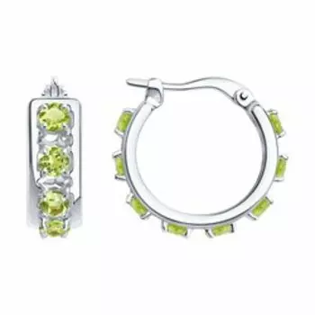 Серебряные серьги с хризолитами