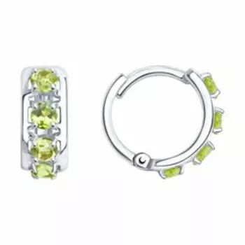 Серебряные серьги с хризолитами