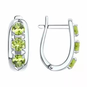 Серебряные серьги с хризолитами