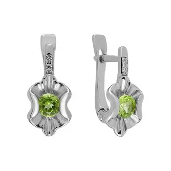 Серебряные серьги с хризолитами