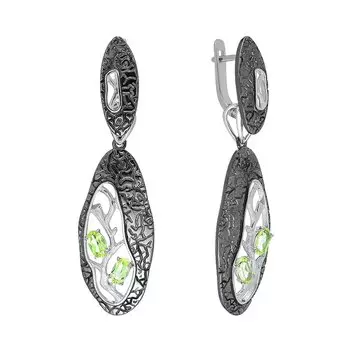 Серебряные серьги с хризолитами