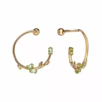 Серебряные серьги с хризолитами