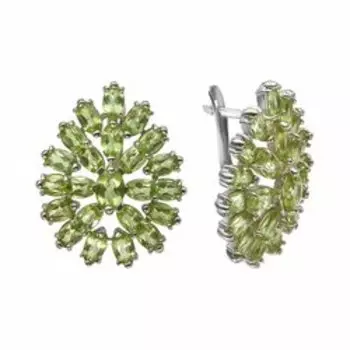 Серебряные серьги с хризолитами