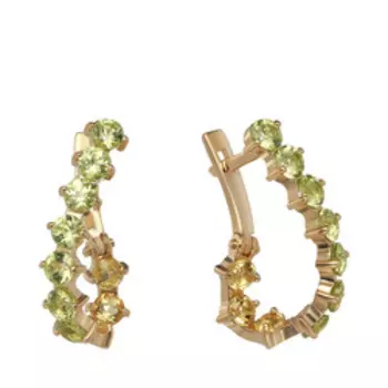 Серебряные серьги с хризолитами и цитринами