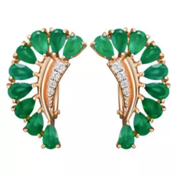 Серебряные серьги с хризопразами и фианитами